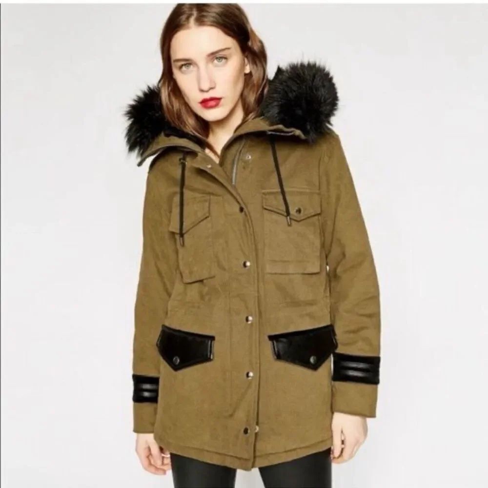$689 The Kooples Womens Fur Hooded Full Zip Parka Jacket Military Coat NWT SMALL